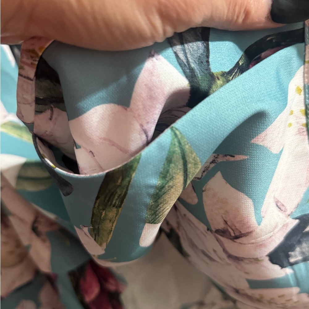SHEIN Floral Blazer and pant suit with Teal and Pink Accents - Picture 7 of 8